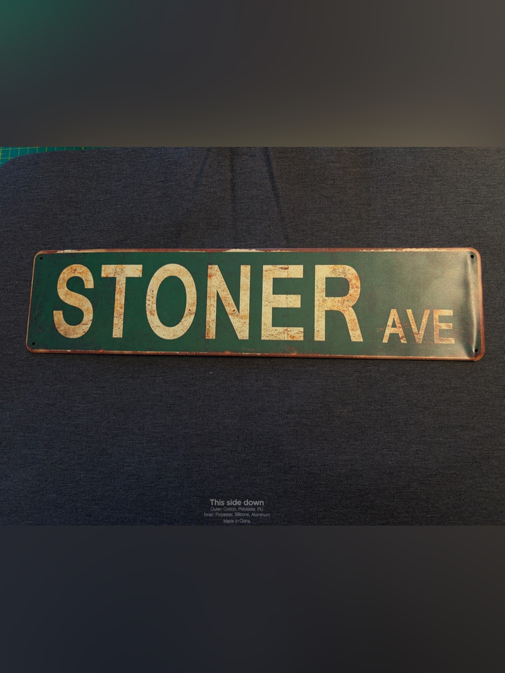 Vintage Style Green "STONER AVE" Metal Wall Sign